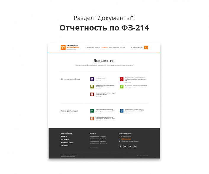 Адаптивный сайт застройщика (строительной компании) АСЗ